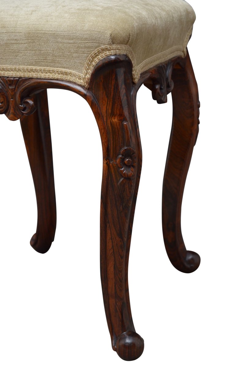 English Victorian Dressing Table Stool In Rosewood - Image 4